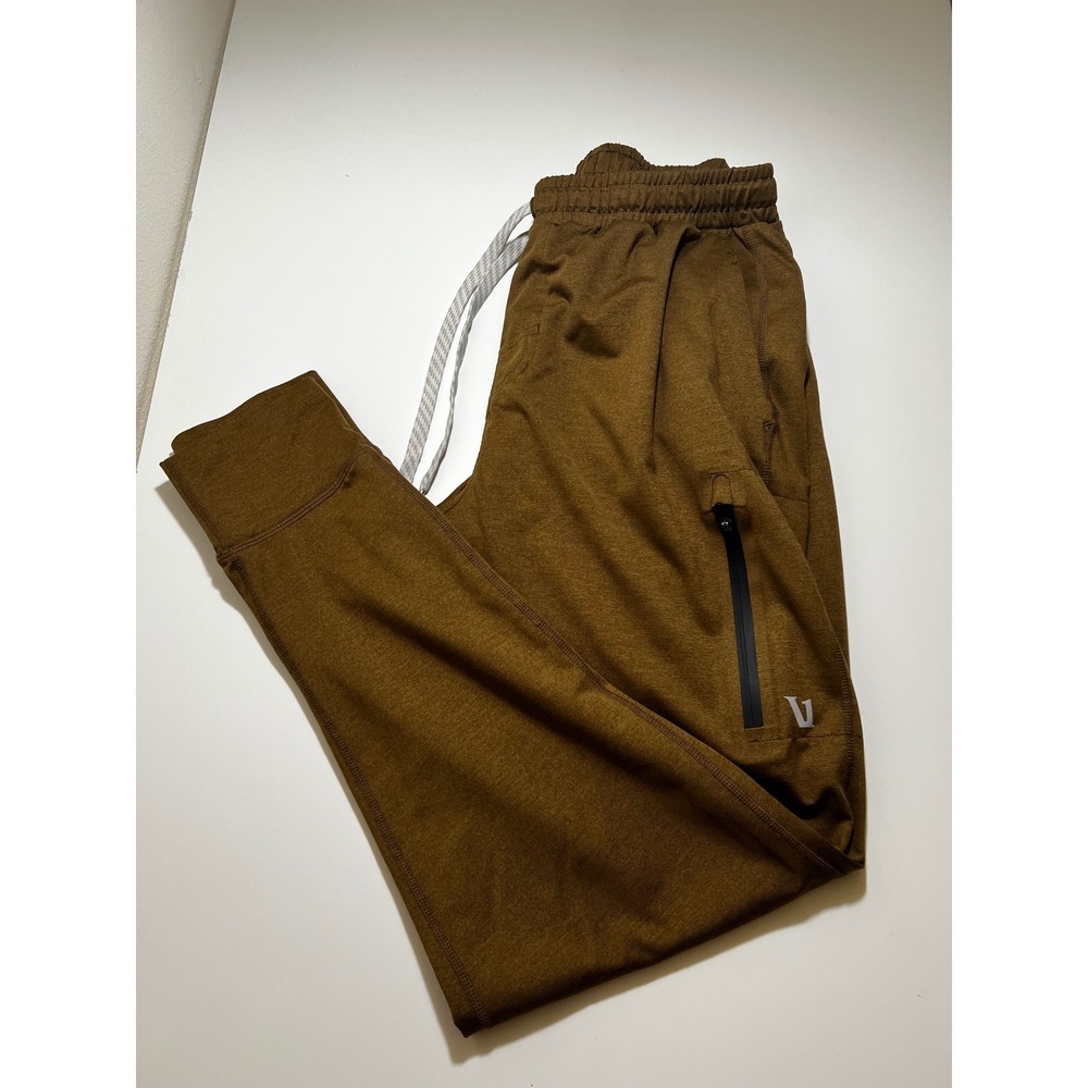 Vuori Mens Joggers Brown Medium Sunday Performance Hazelnut Zip Pocket